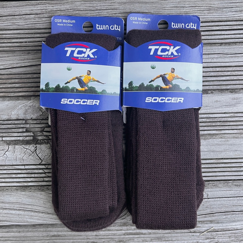 TCK‎ Soccer Tube Socks Lot of 2 Pair Brown OSR Unisex Medium